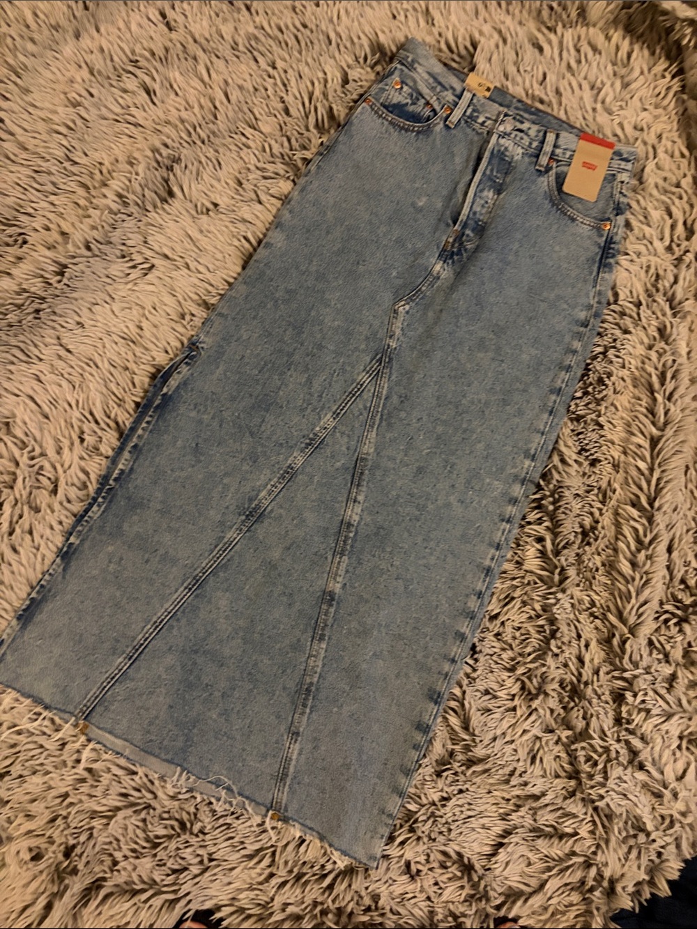 NWT Levi's Light Blue Denim A-Line Skirt with Red Tab